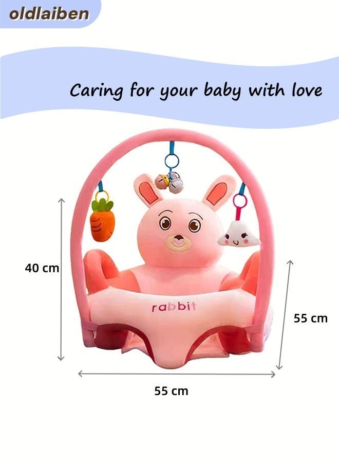 الدليبن مقعد دعم للجلوس للأطفال على شكل أريكة، مقعد أطفال قطيفة لطيف برسوم كرتونية، مقعد تعليمي للأطفال، مقعد أرضي مريح محمول للأطفال، هدية مثالية للأطفال الصغار لتعلم الجلوس (أرنب) - Image 2